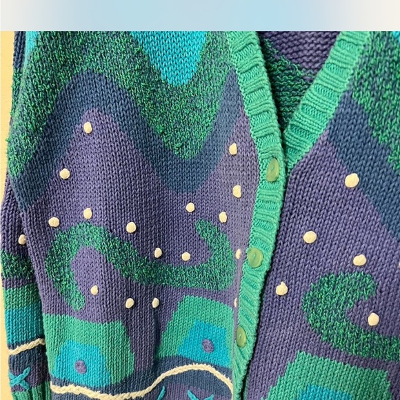 Colorful Women's Sweater with Button Front - Picture 3 of 6